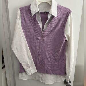 Sweater vest with attached button down